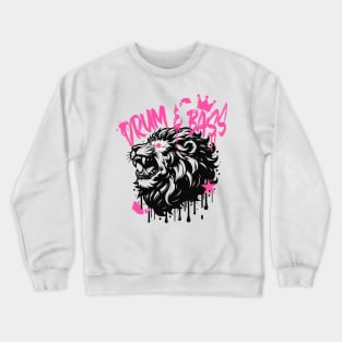 DRUM AND BASS  - Stenciled Lion (black/pink) Crewneck Sweatshirt